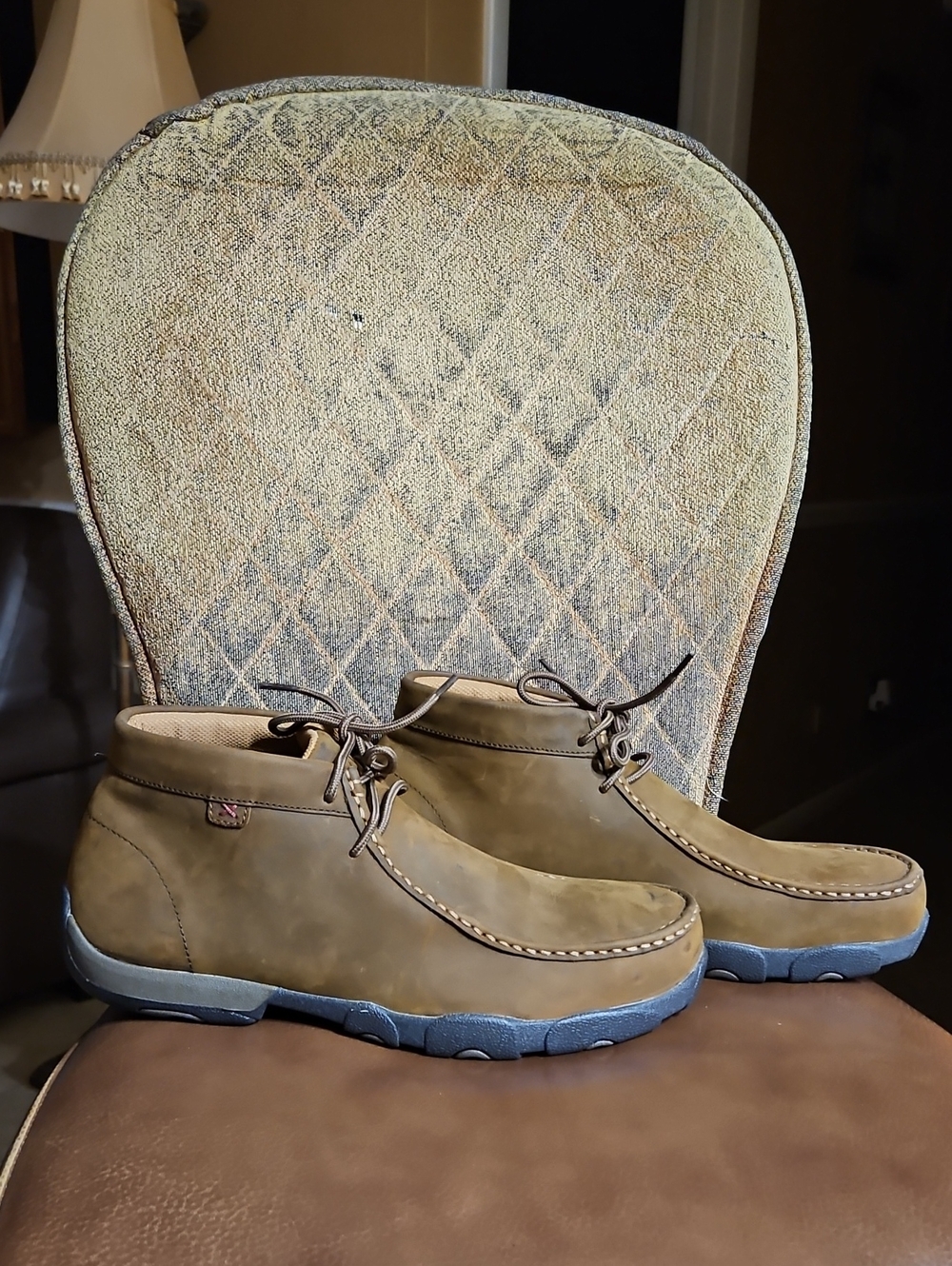 Twisted X Work Steel Toe Chukka Driving Moc Boots Shoes Brown Leather Lace Up